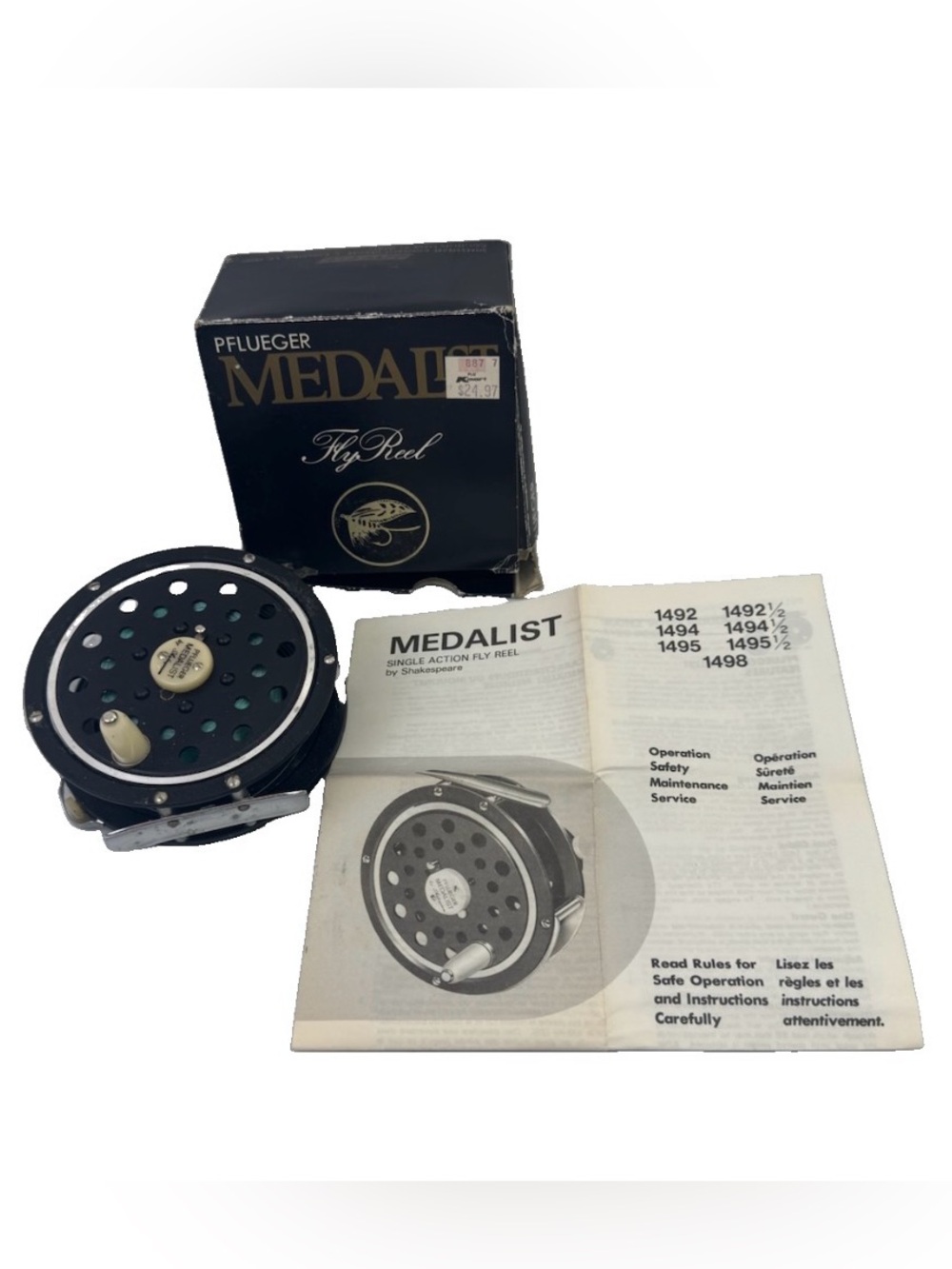 VTG Pflueger Medalist 1498 Single Action Fly Reel W/Box & Papers - Japan
Pflueg